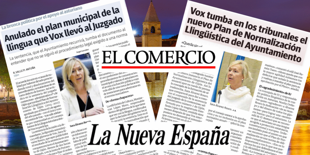 📰 La Nueva España y El Comercio recogen la victoria judicial de Vox frente al Plan de la Llingua en Gijón