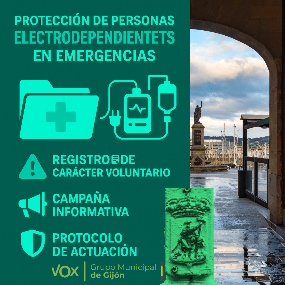 Un registro para proteger la vida-Sara Álvarez Rouco VOX Gijón con la propuesta de Sara Álvarez Rouco sobre protección a personas electrodependientes: registro voluntario, campaña informativa y protocolo de actuación en emergencias.